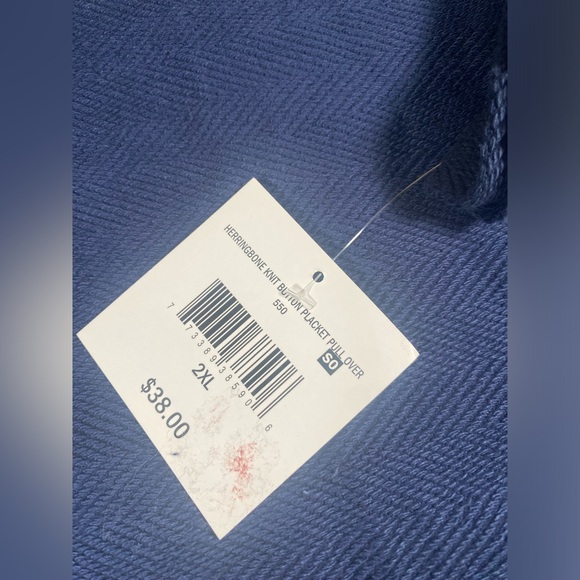 Falls Creek Mens sz 2XL Navy Blue Herringbone Long Sleeve Knit Pullover NWT - Picture 7 of 9